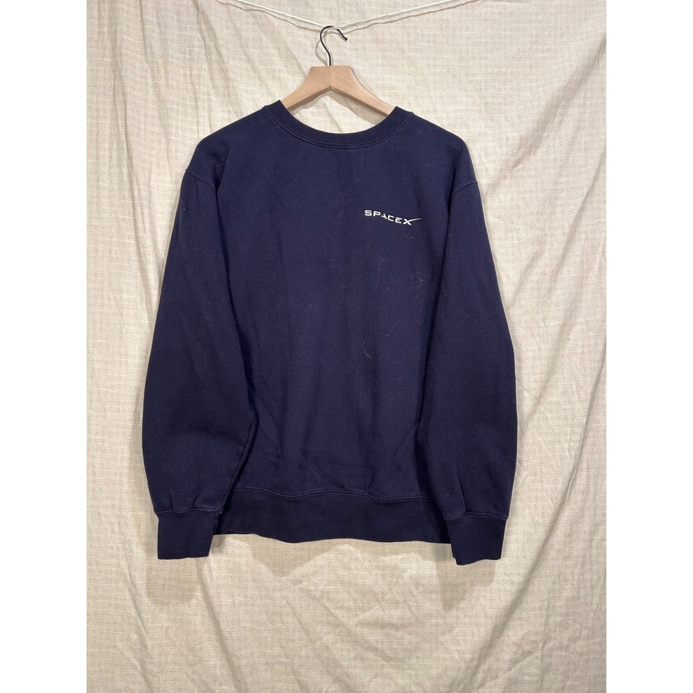 SpaceX Mens Navy Blue Crewneck Sweatshirt XL Logo Graphic Fleece‎ Pullover #2051